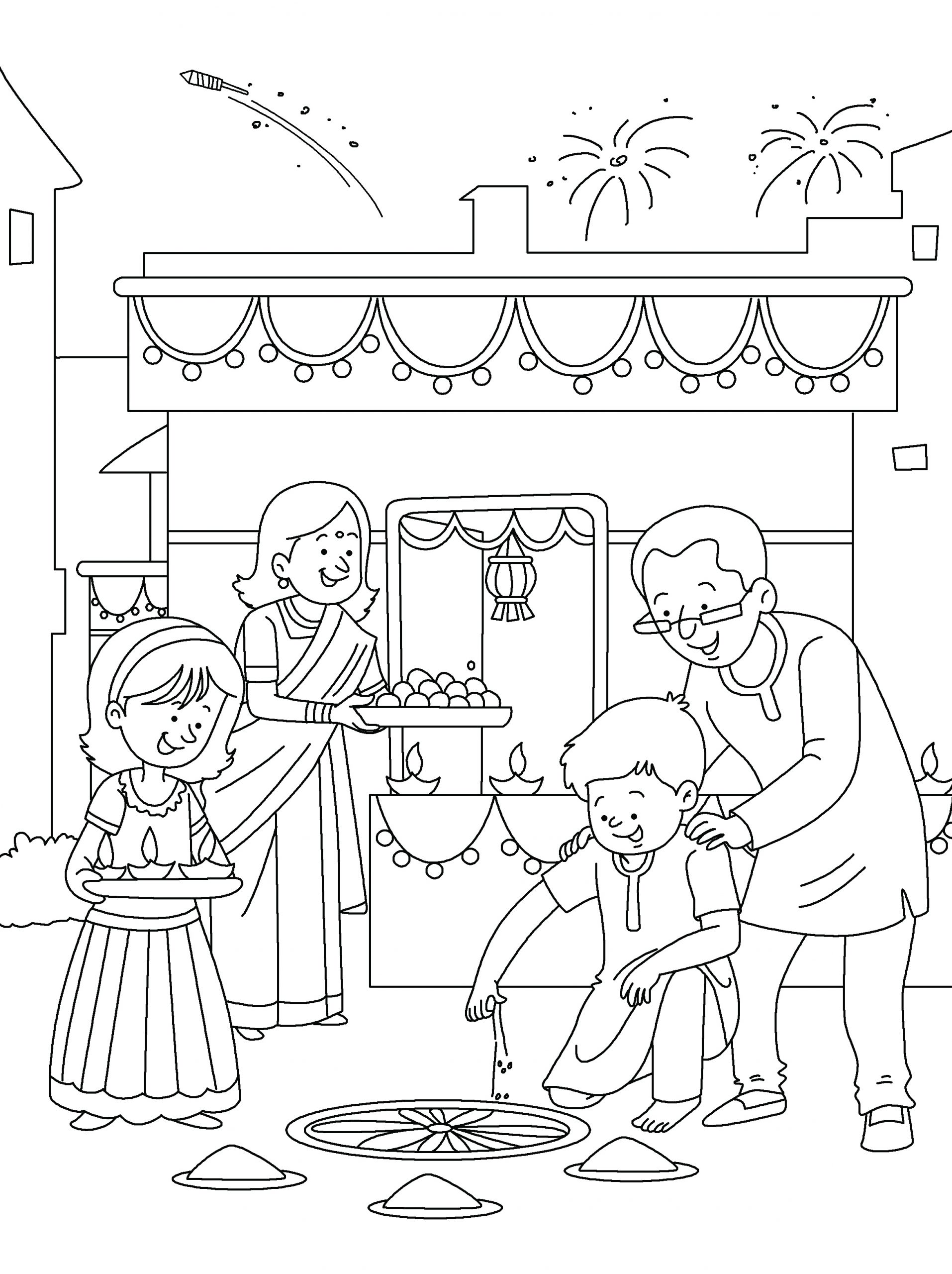 Diwali drawing for kids Illustrations Vectors-saigonsouth.com.vn